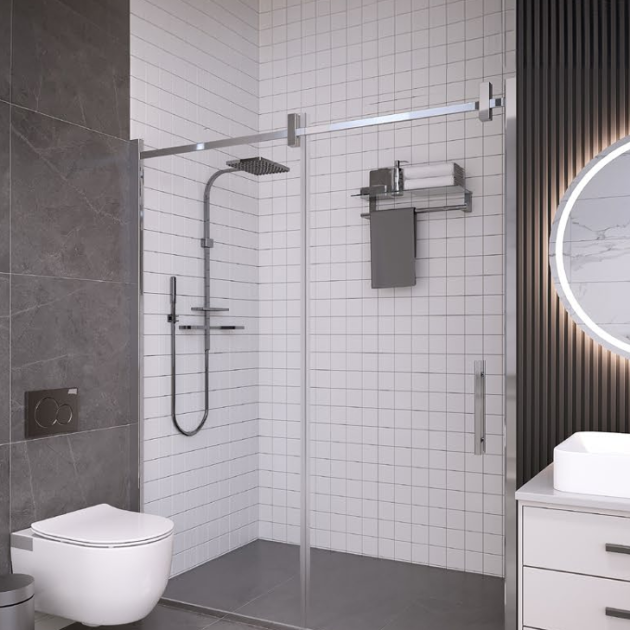 Square İki Duvar Arası Sürgülü Kabin